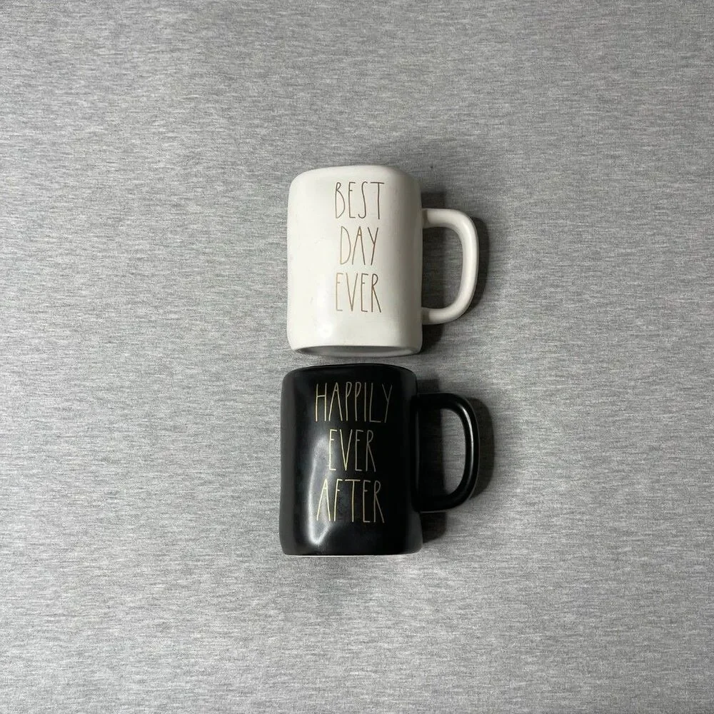 Rae Dunn Artisan Wedding Collection by Magenta Coffee Mugs 2 PCS. Set
